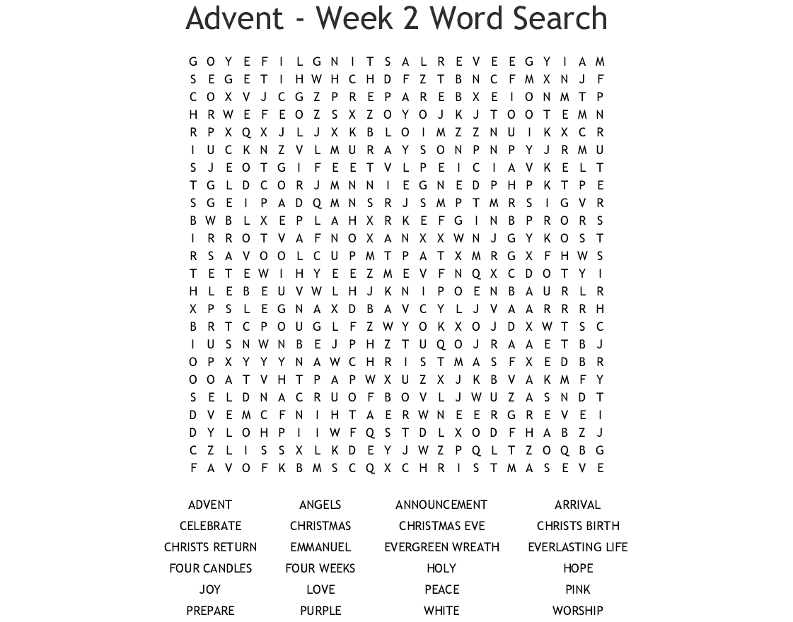 Advent Wreath Word Search - Wordmint