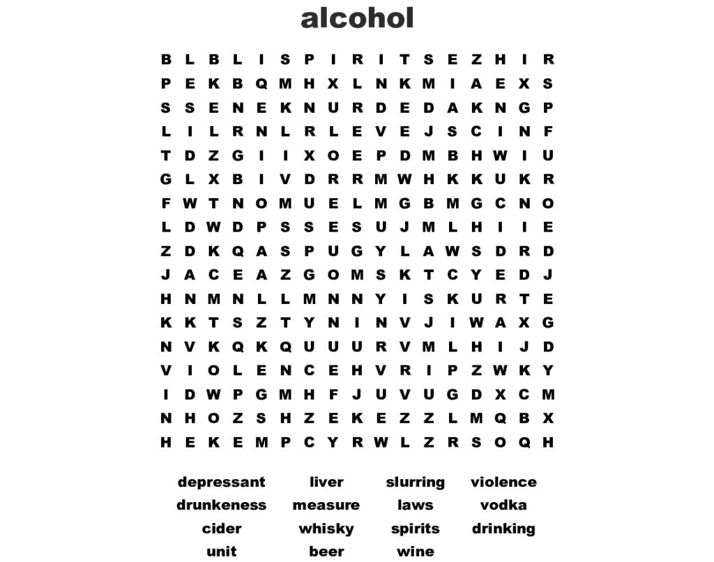 Alcohol Word Search Wordmint Word Search Printable