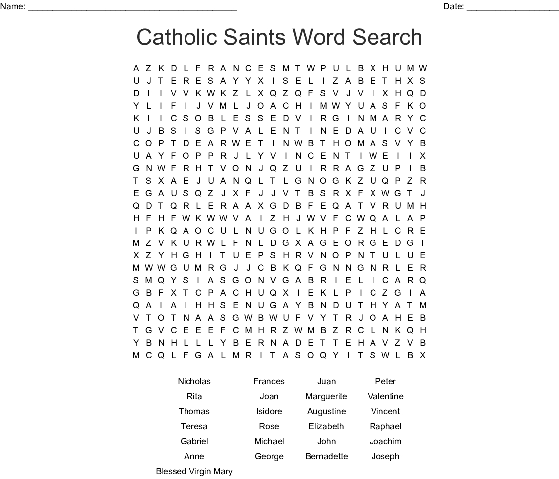All Saints Day Word Search - Wordmint