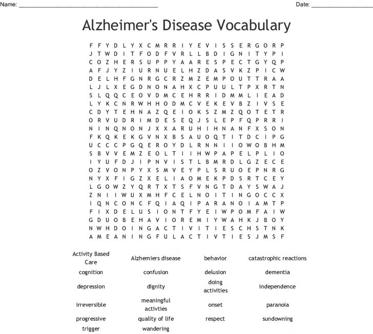 Printable Word Search For Alzheimer's Patients