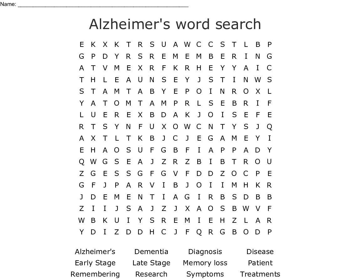 Alzheimer&amp;#039;s Word Search - Wordmint