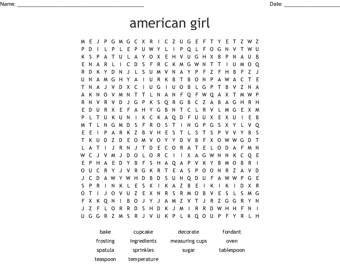 American Girl Word Search - Wordmint