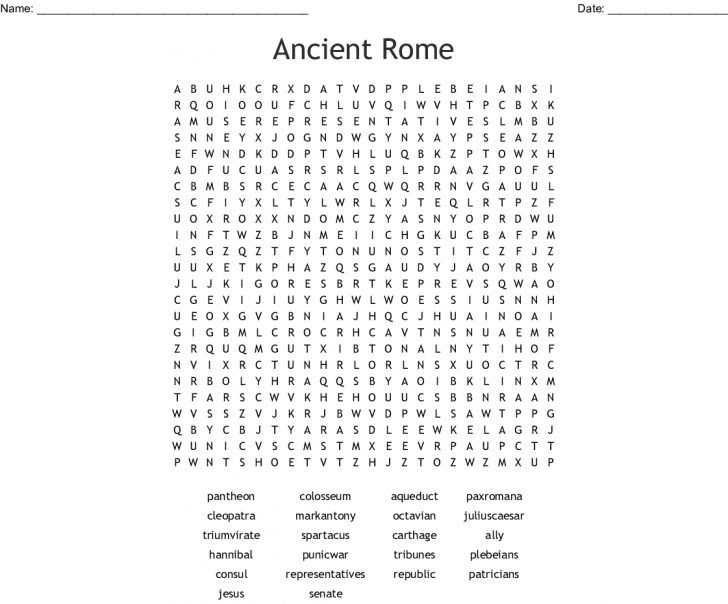 Roman Word Search Printable