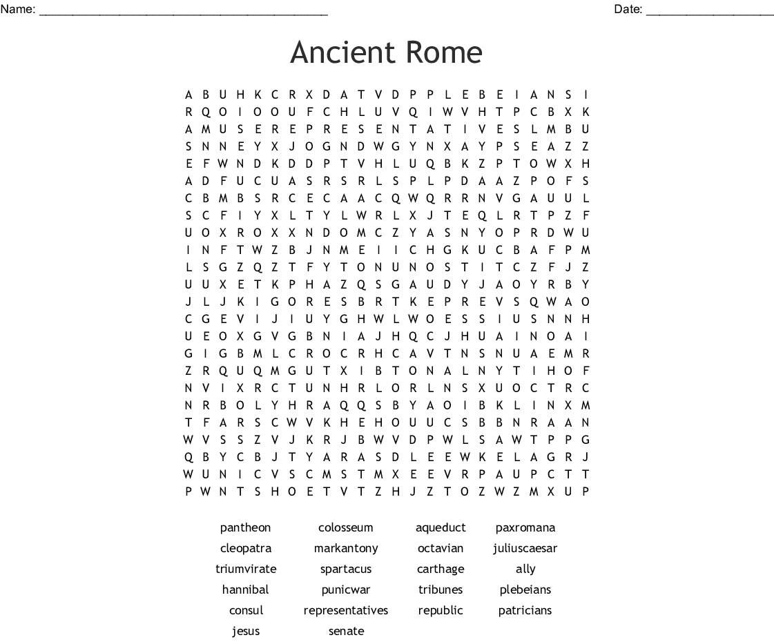 Ancient Rome Word Search - Wordmint