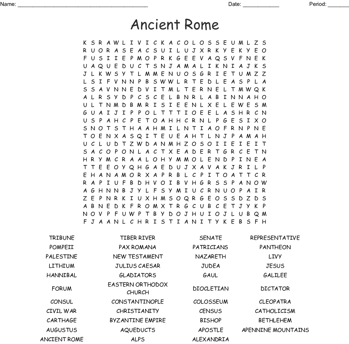 Ancient Rome Word Search - Wordmint