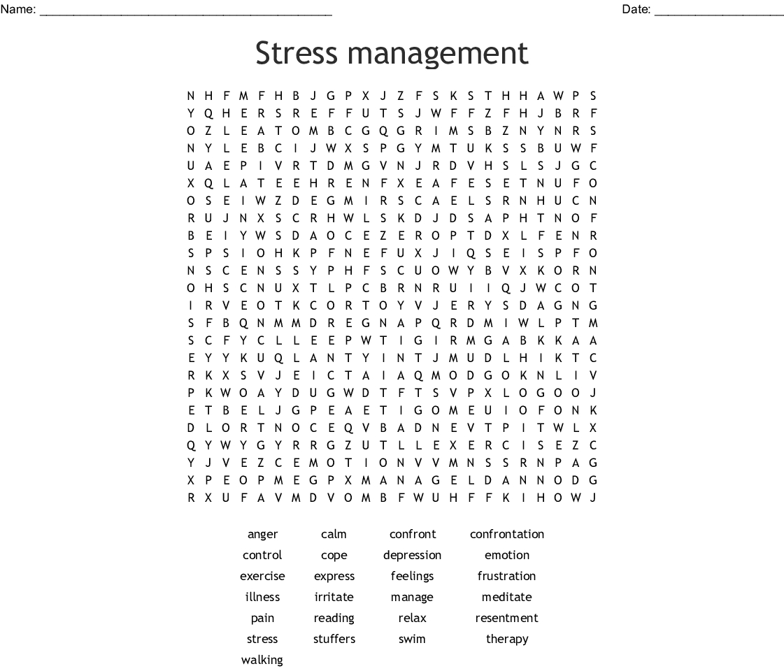 Anger Management Word Search - Wordmint