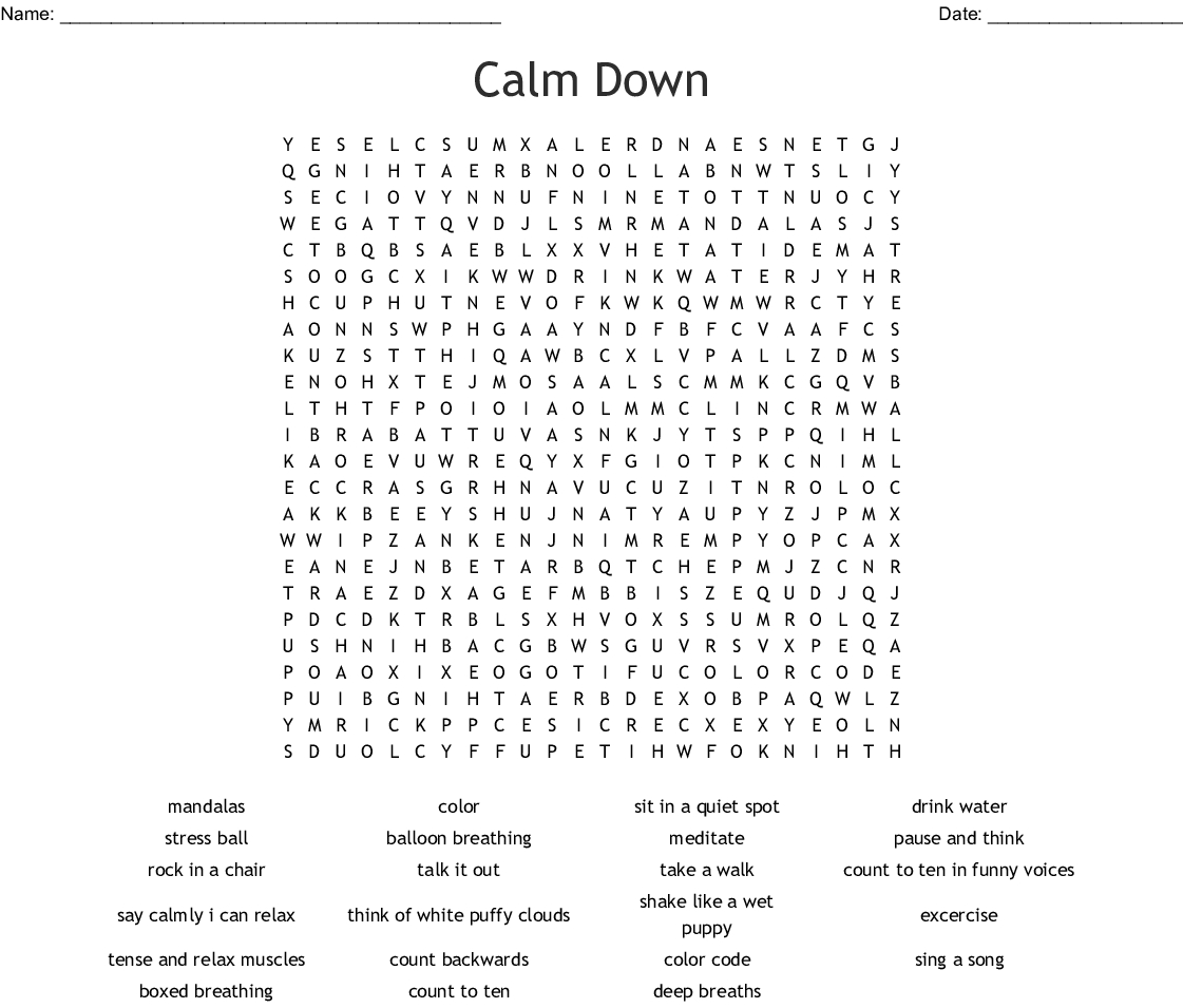 Anger Management Word Search - Wordmint