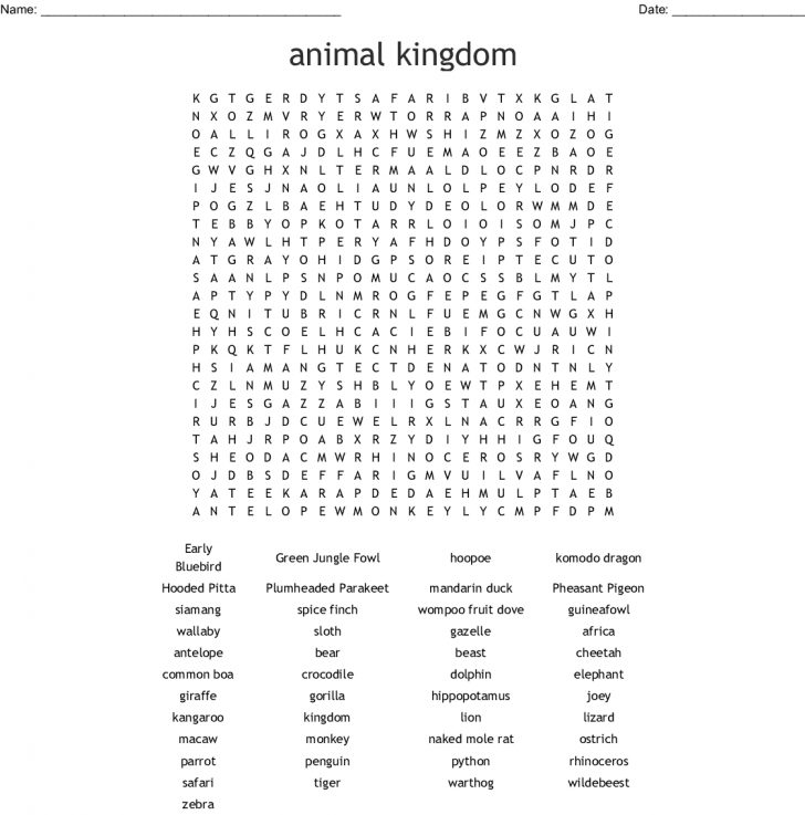 Animal Word Search Printable