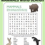 Animal Word Search: Mammals | Mammals, Elementary Science