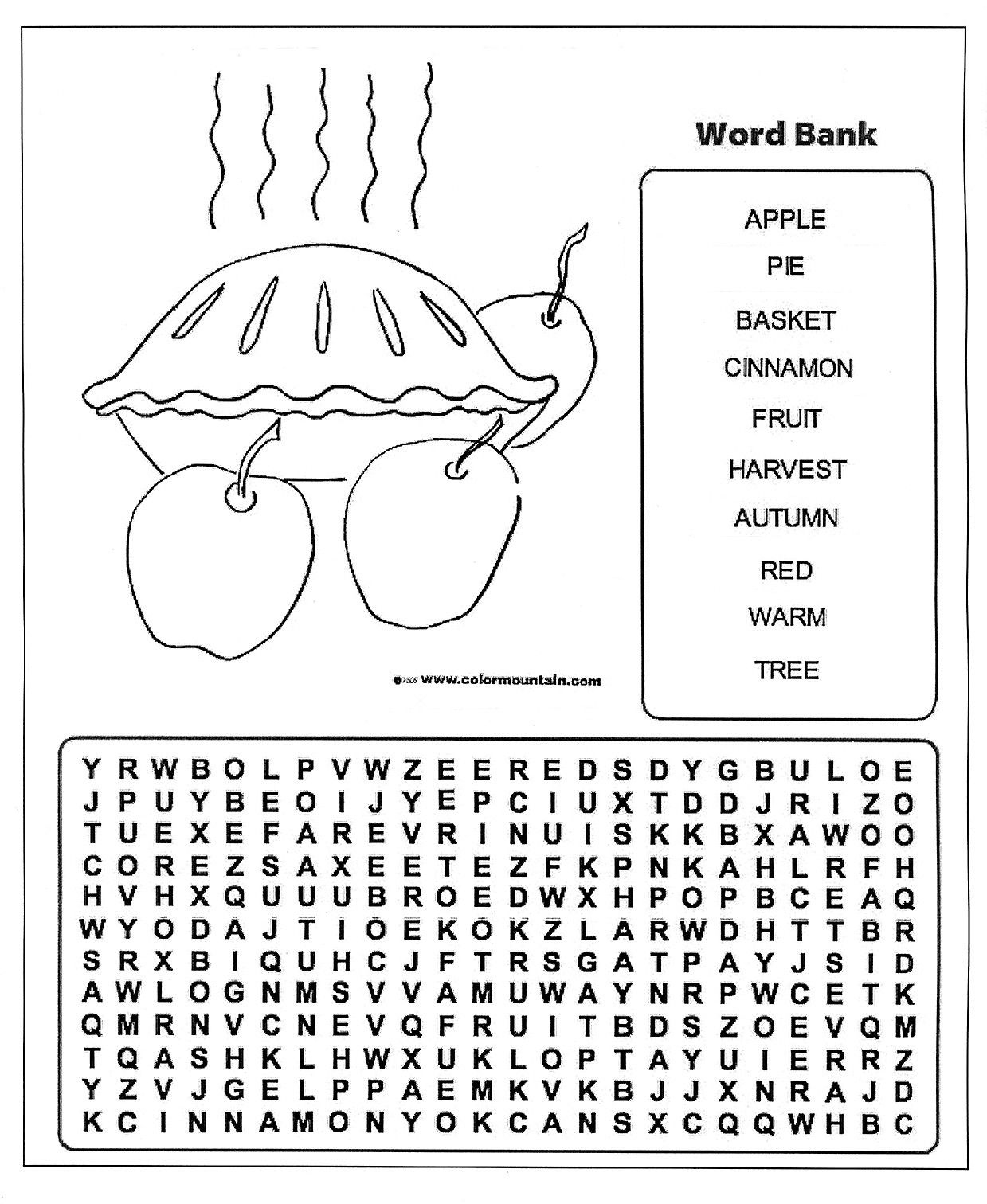 Apple Word Search | Apple Pie Word Search | Word Search