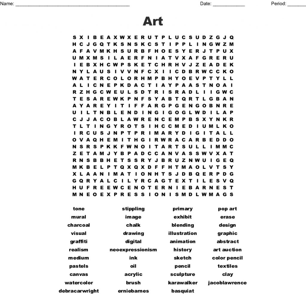 Art Supplies And Tools Word Search Wordmint Word Search Printable