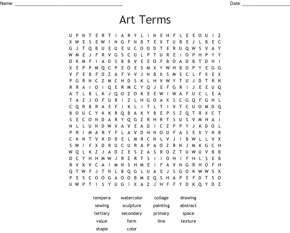 Art Terms Word Search - Wordmint