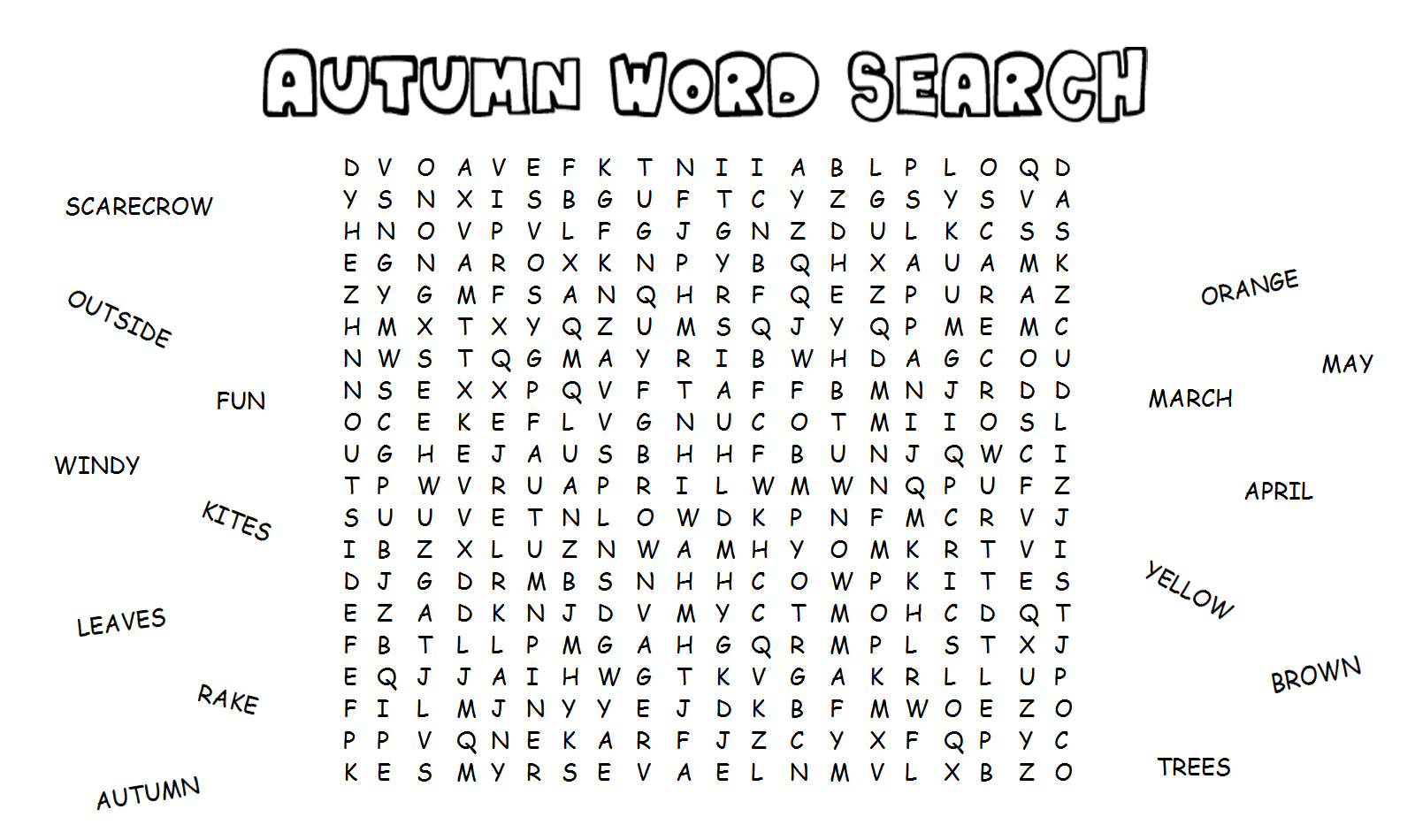 Autumn - Word Find - Printable