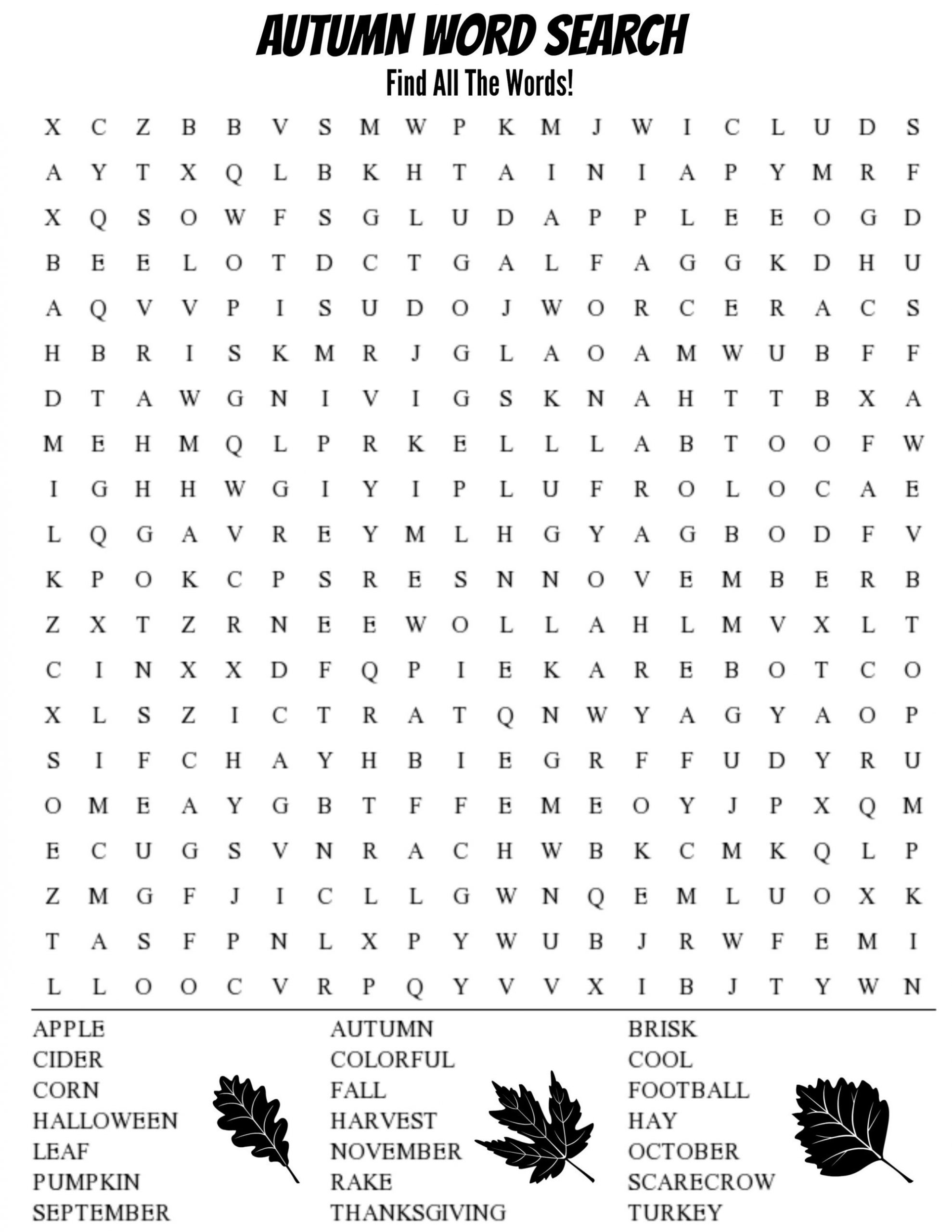 Autumn Word Search | Fall Words, Fall Word Search, Word