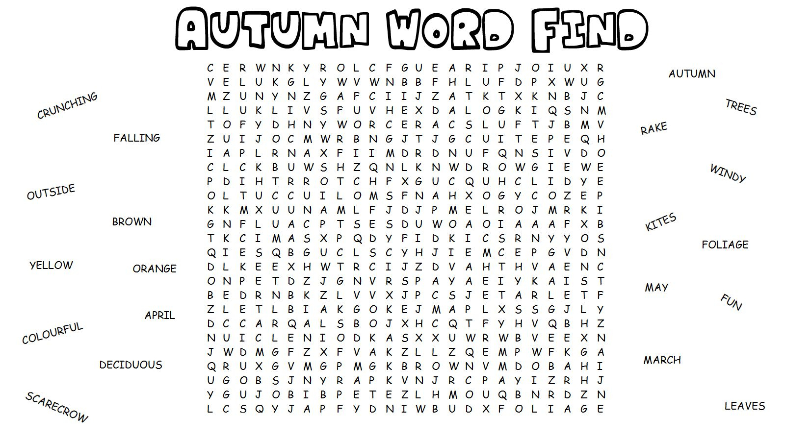 Autumn Word Search | Kids Word Search, Printable Games For