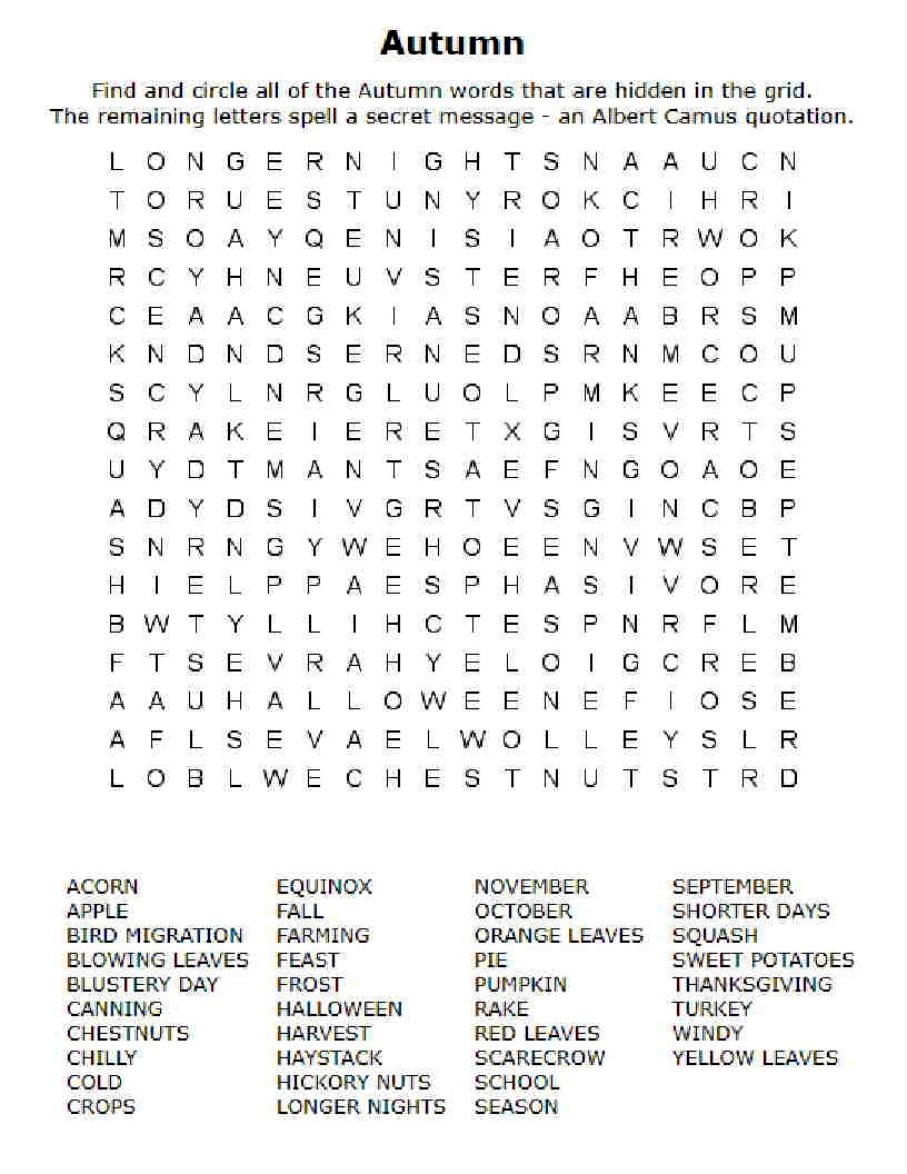 October Word Search Wordmint Word Search Printable