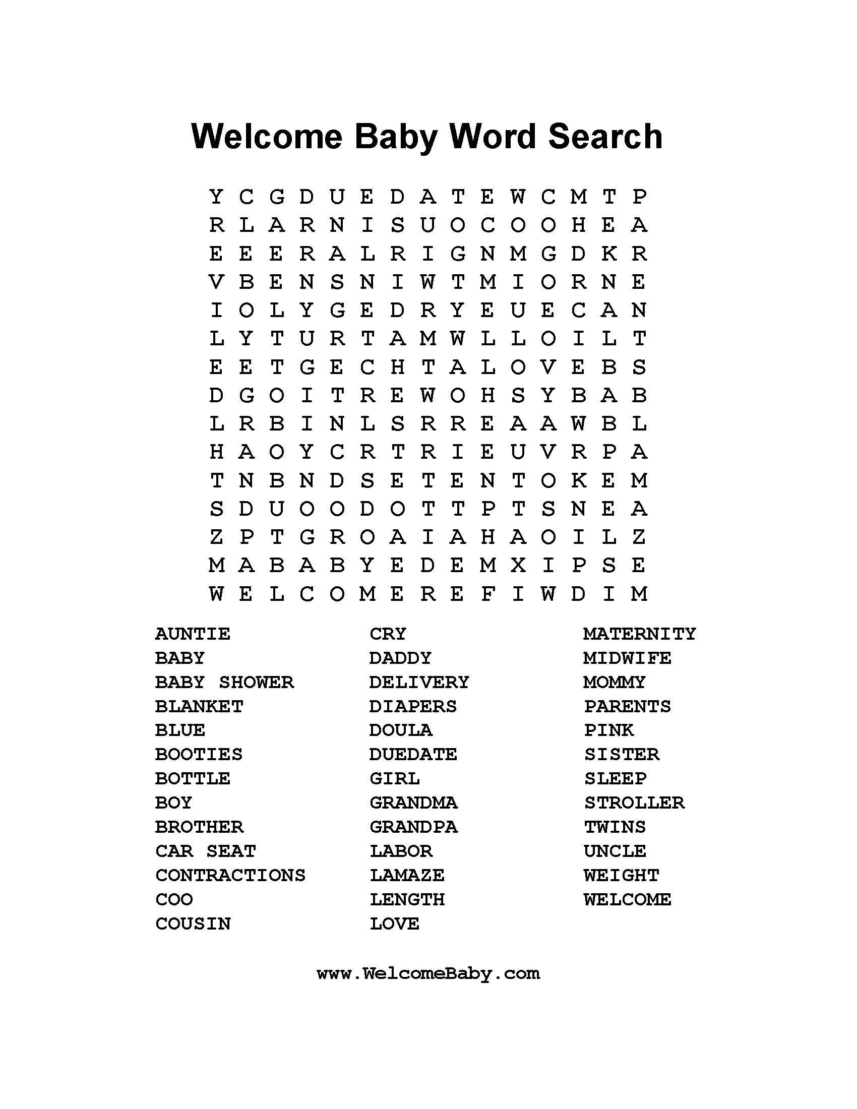 Baby Shower Welcome Scramble Games And Answers Nursery Rhyme