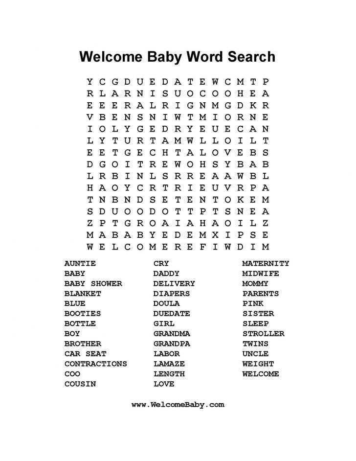 Free Printable Baby Shower Word Search Puzzles