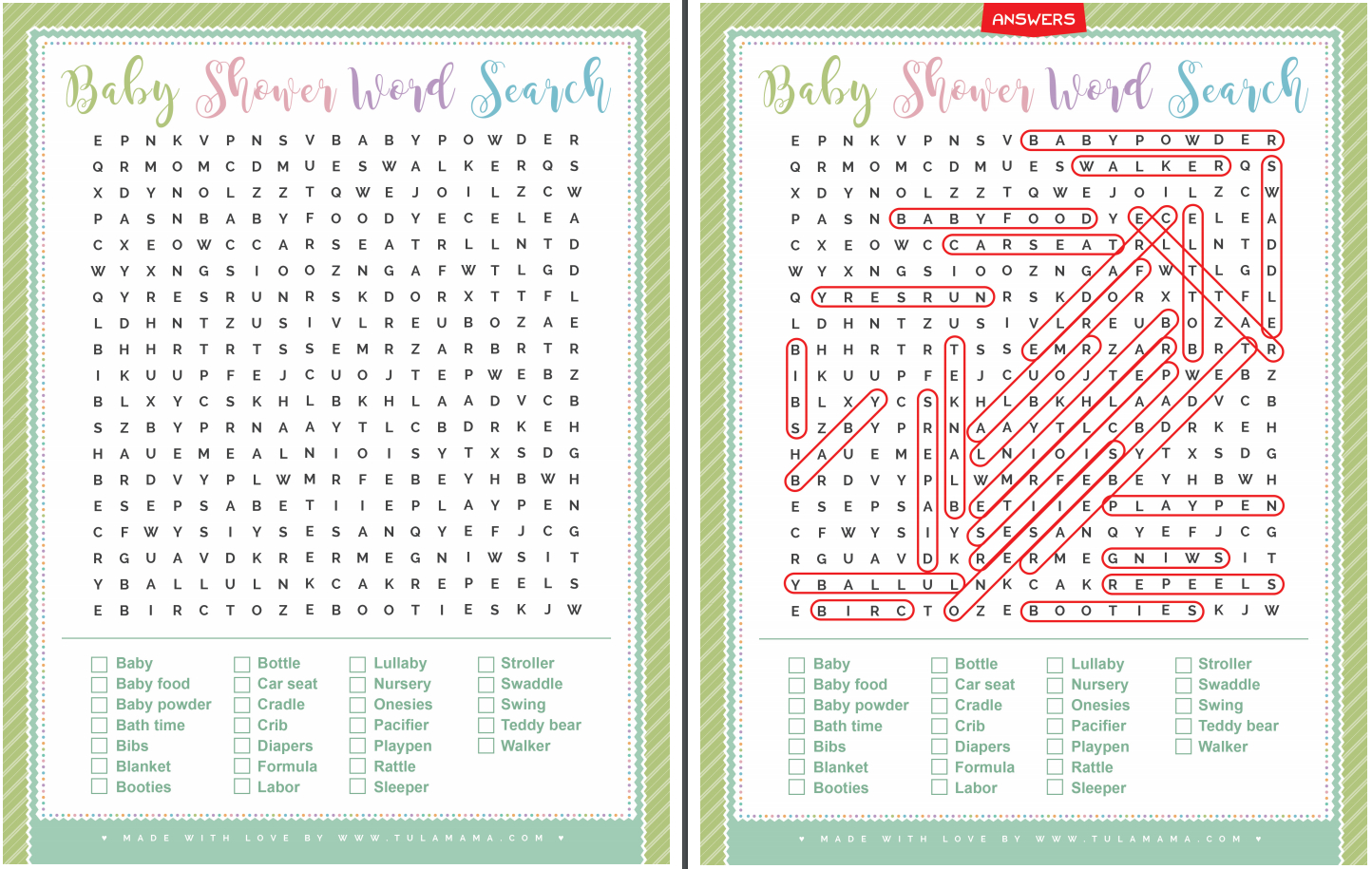 Baby Shower Word Search - A Top Ranked Baby Shower Game