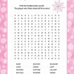 Baby Word Search   Printable Download   Pink Bokeh Winter