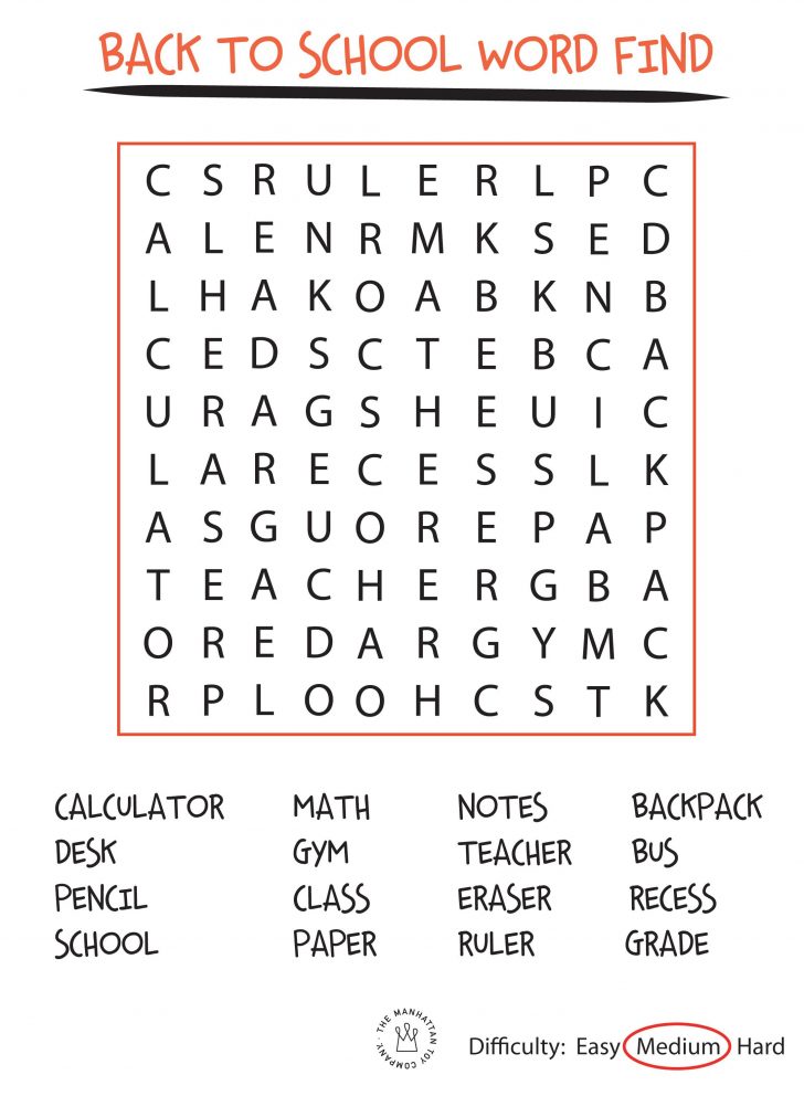 Back To School Word Search Free Printable