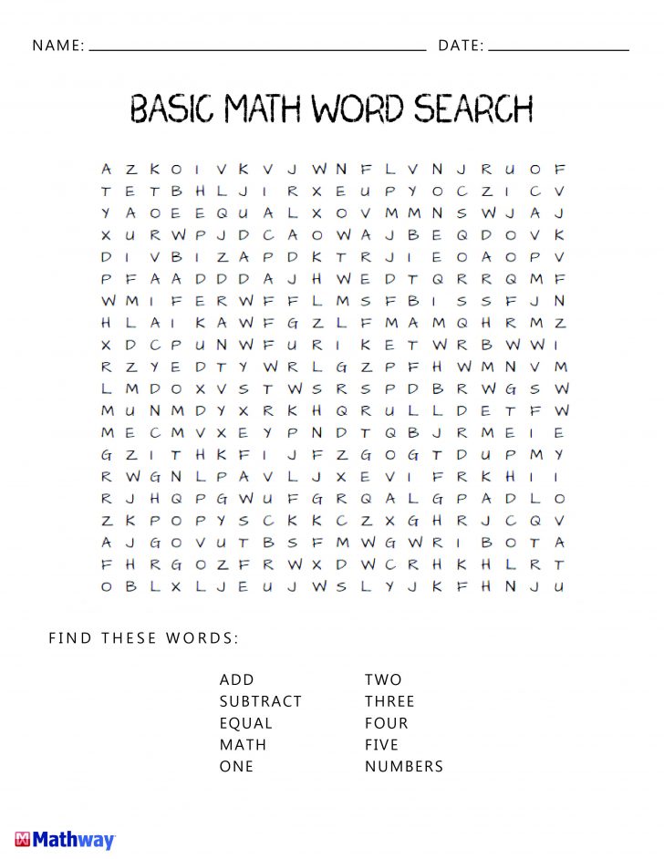 Printable Math Word Search Puzzles