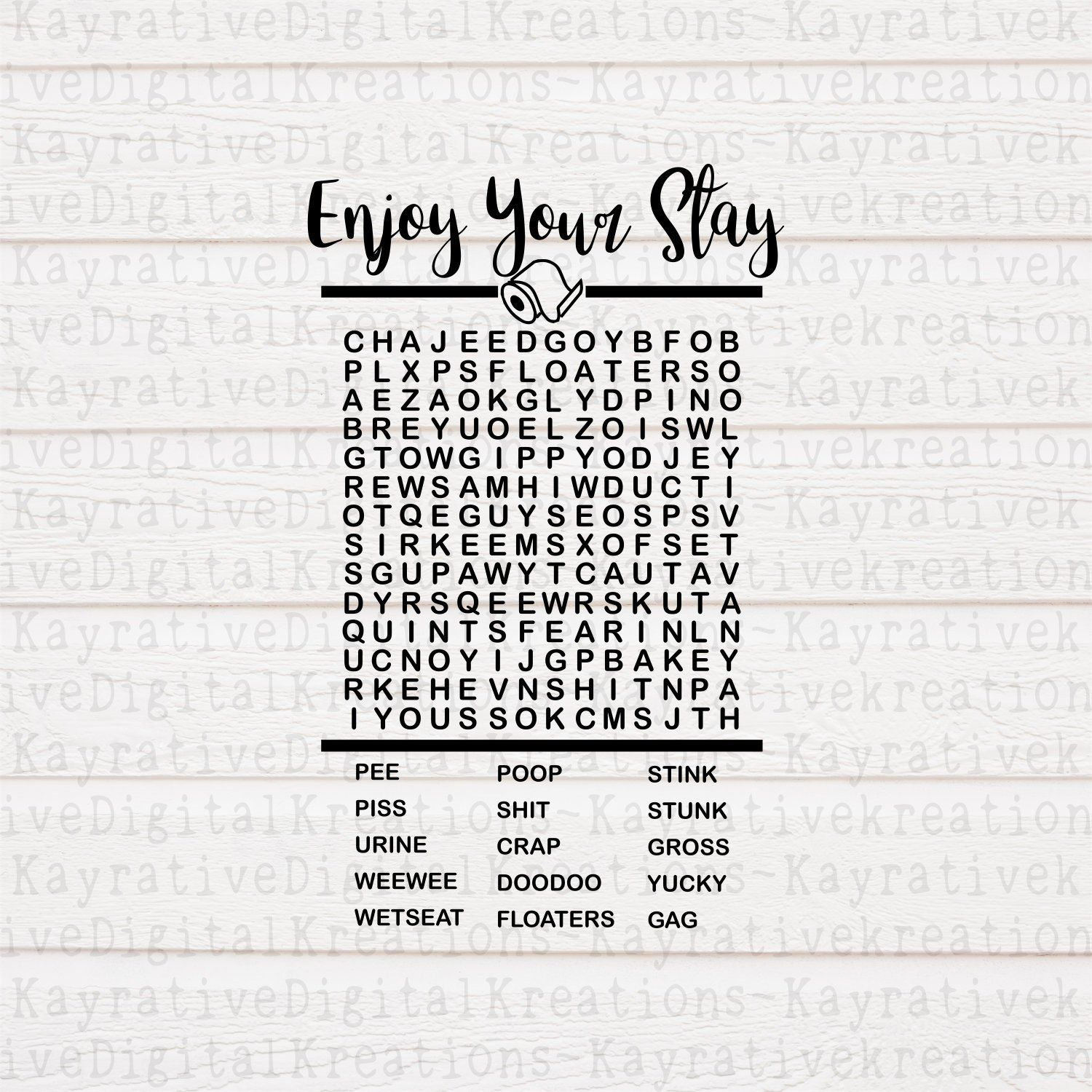 Bathroom Word Search Svg - Funny Bathroom Decor - Enjoy Your