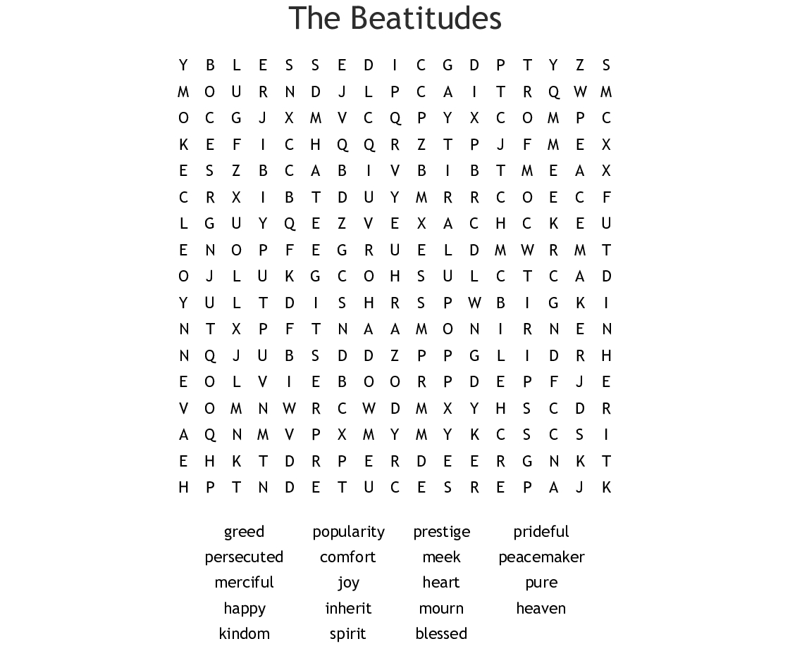 Beatitudes Word Search - Wordmint