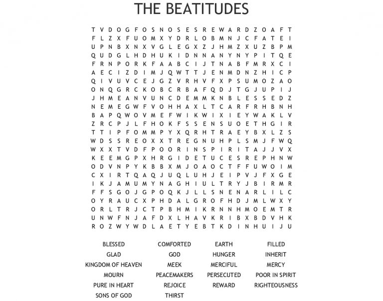 Beatitudes Word Search - Wordmint - Word Search Printable