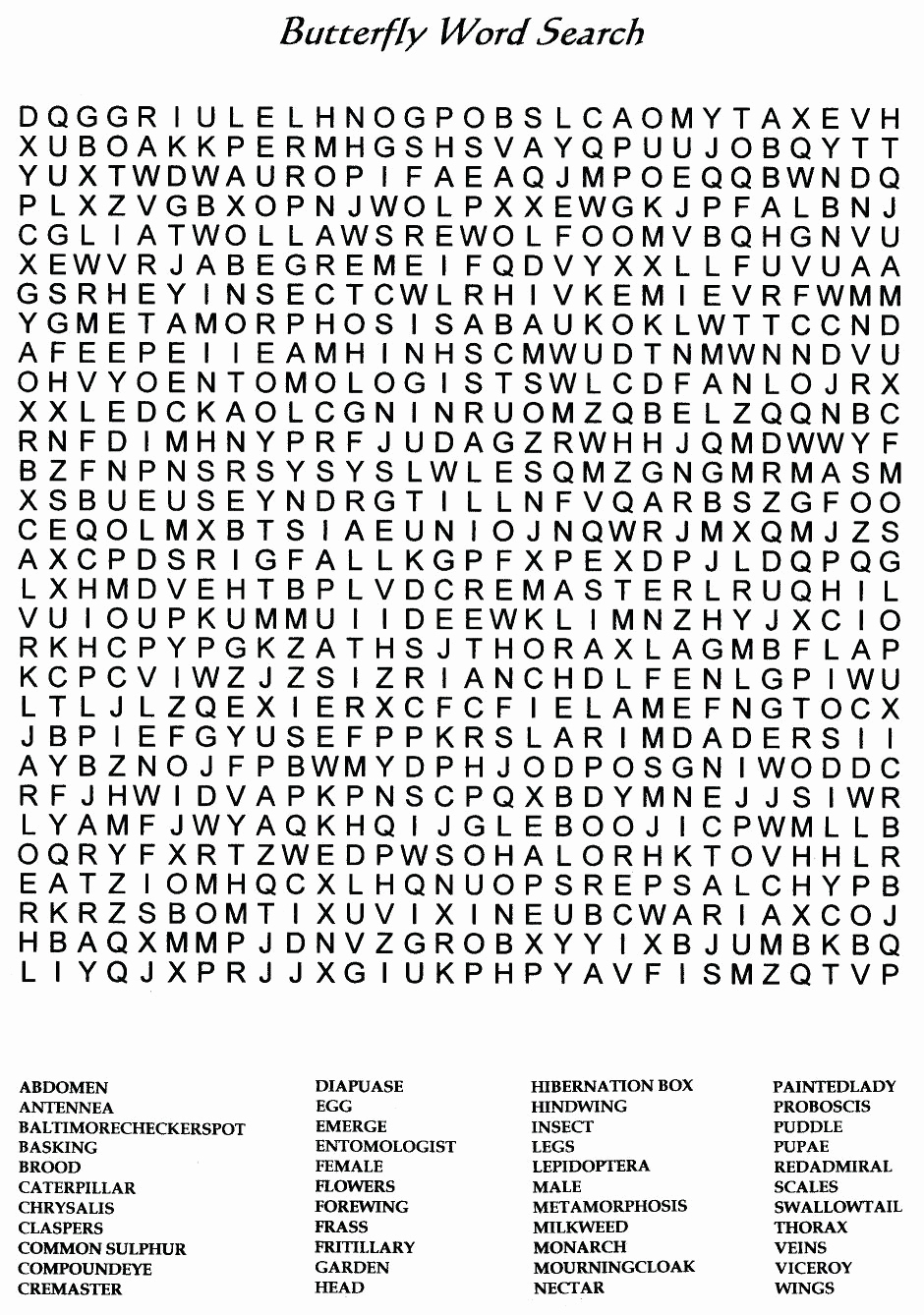 Difficult Free Word Search Printable