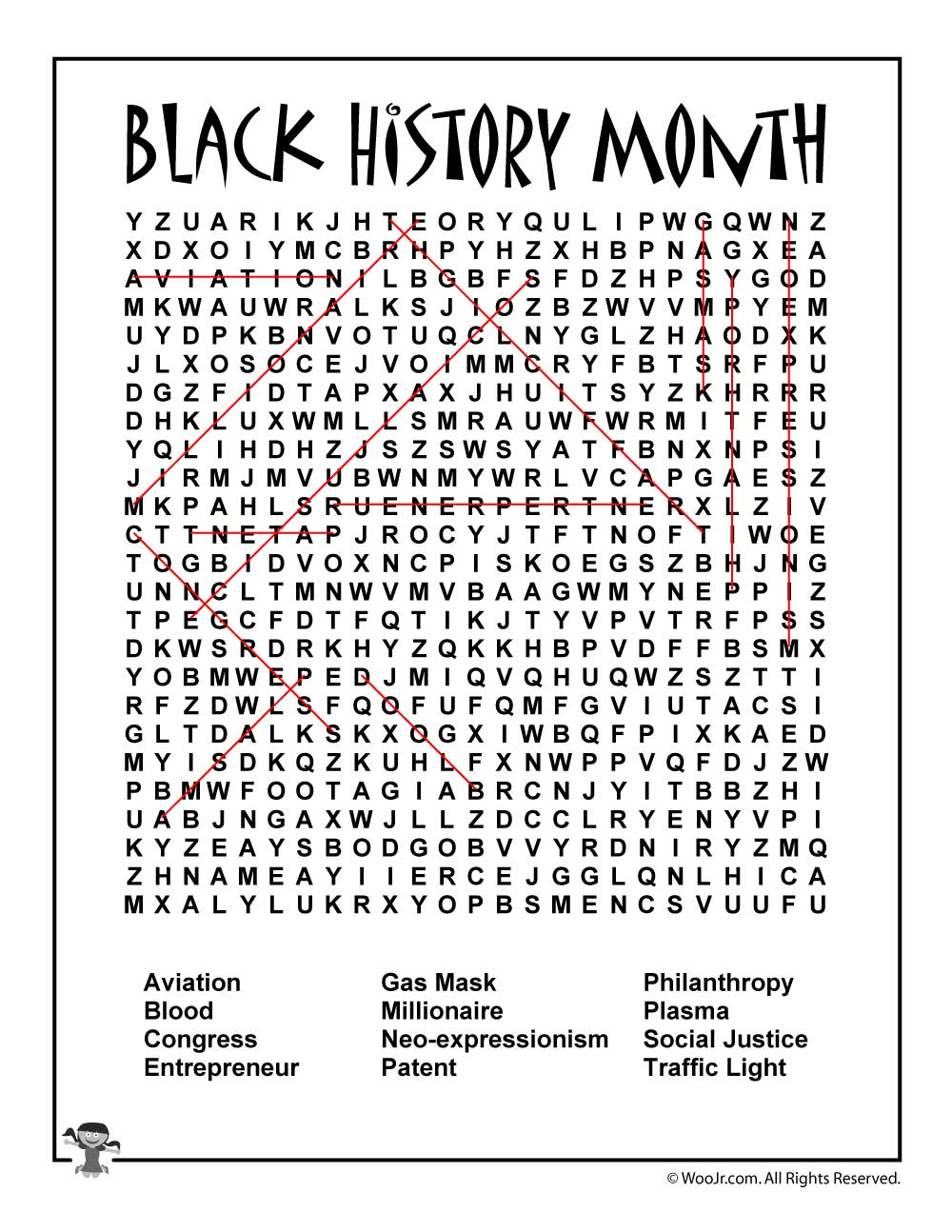 Black History Month Word Search Answer Key | Woo! Jr. Kids