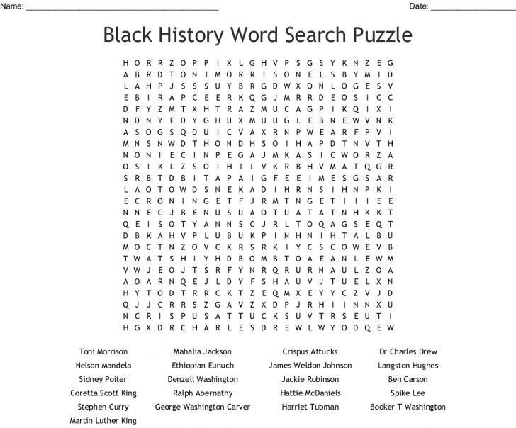 Black History Word Search Printable