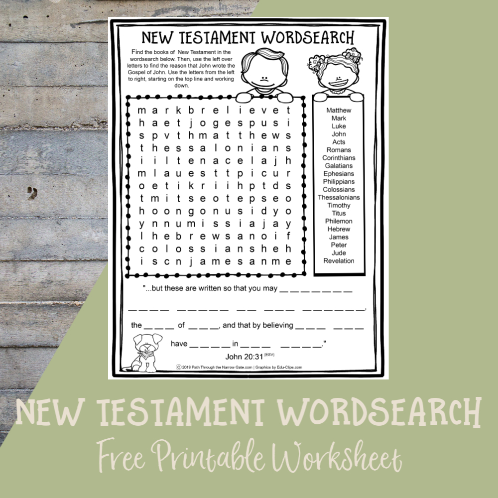 Books Of New Testament Wordsearch - Path Through The Narrow Gate