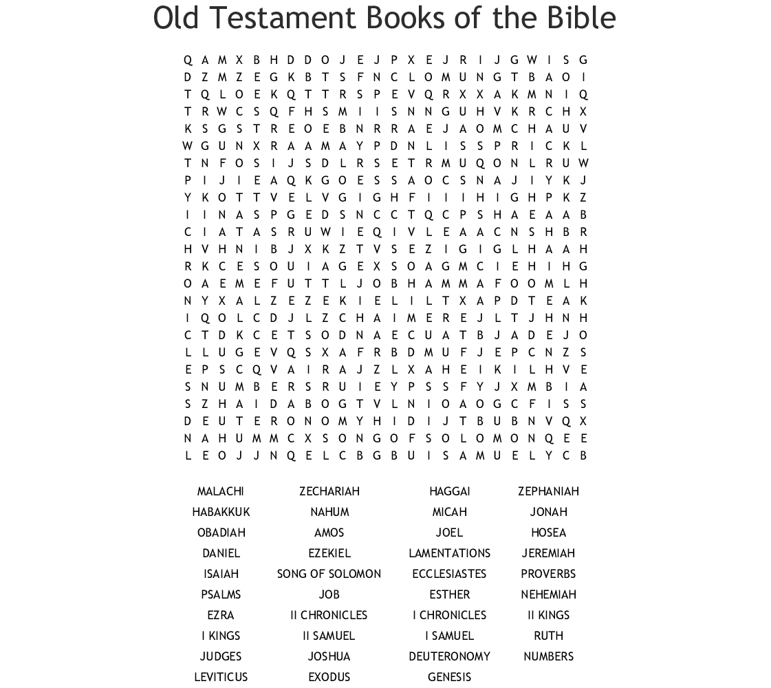 Books Of The Bible Word Search - Wordmint
