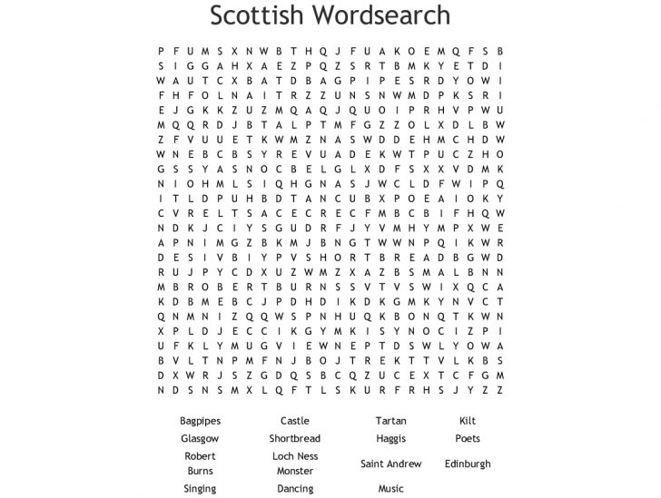 Scotland Word Search Printable