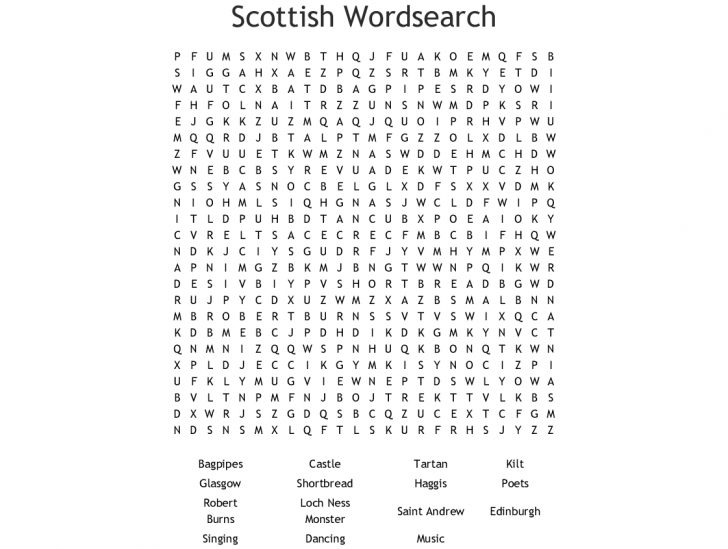 Burns Night Word Search Wordmint Word Search Printable