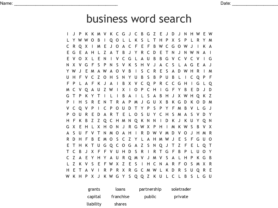 Business Word Search Printables Word Search Printable