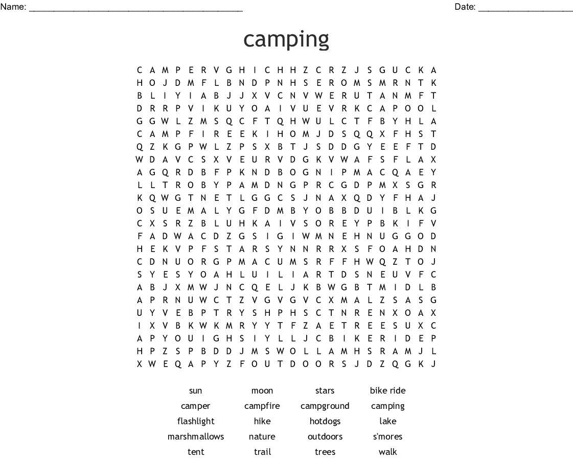 free printable camping word search word search printable