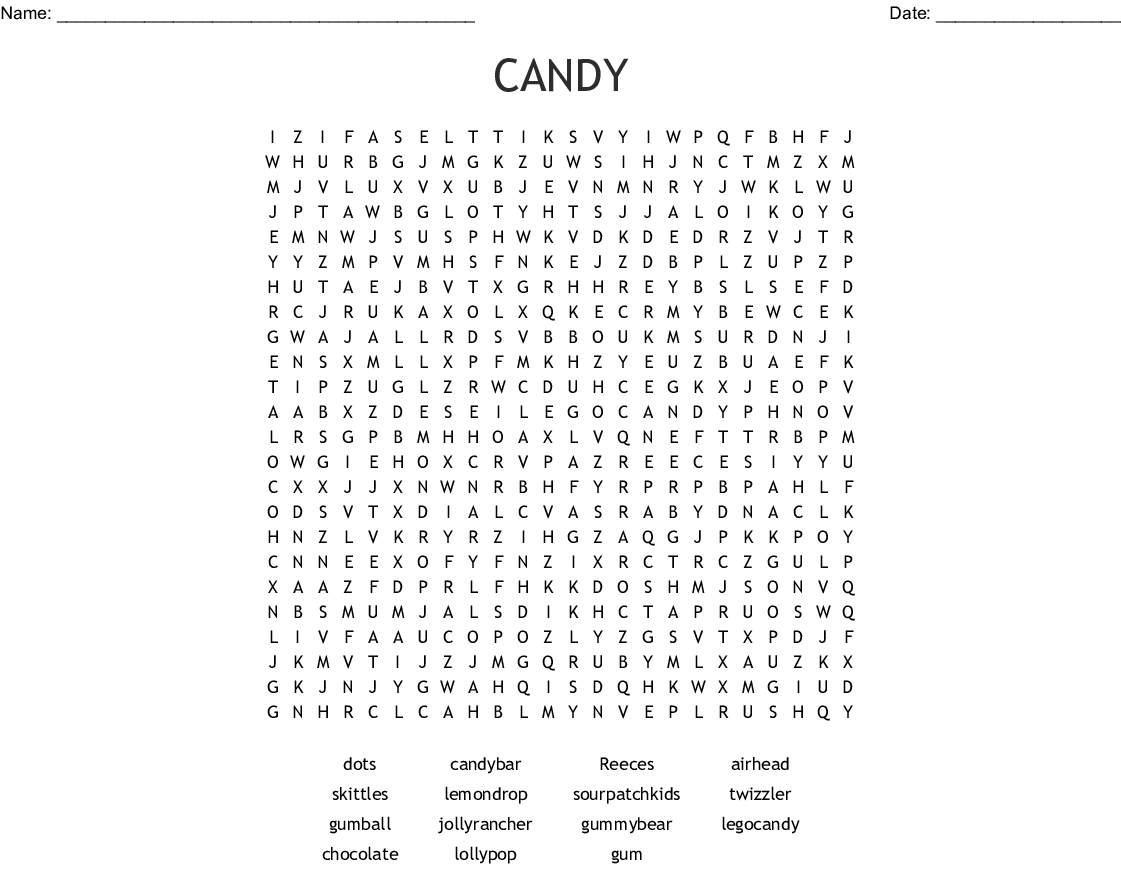 printable candy word search cool2bkids - printable candy word search ...