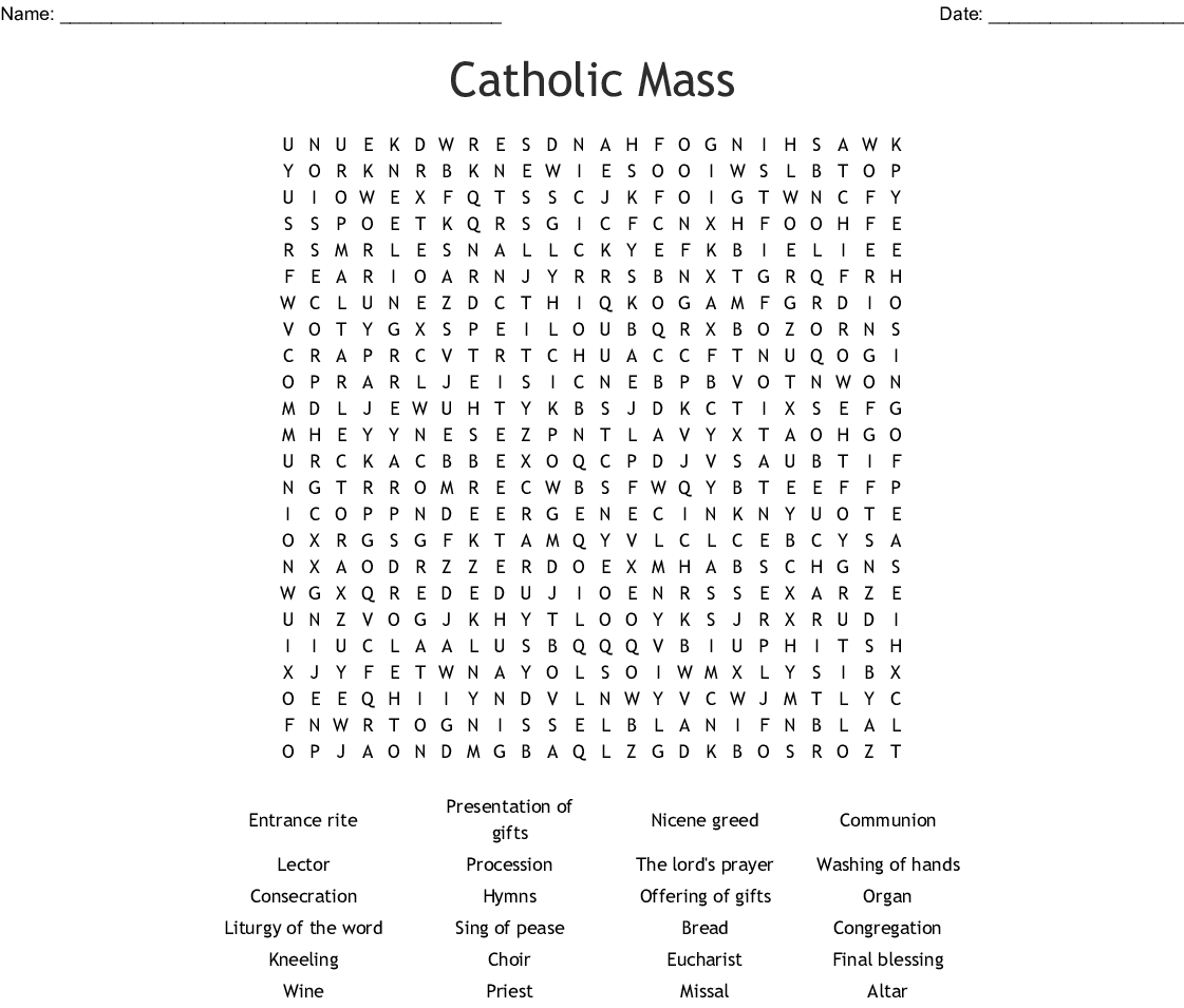 Free Printable Catholic Word Search