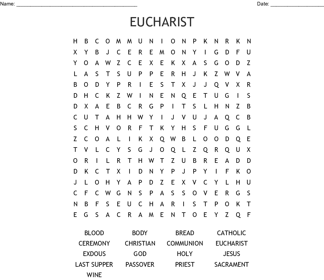 Catholic Mass Word Search - Wordmint