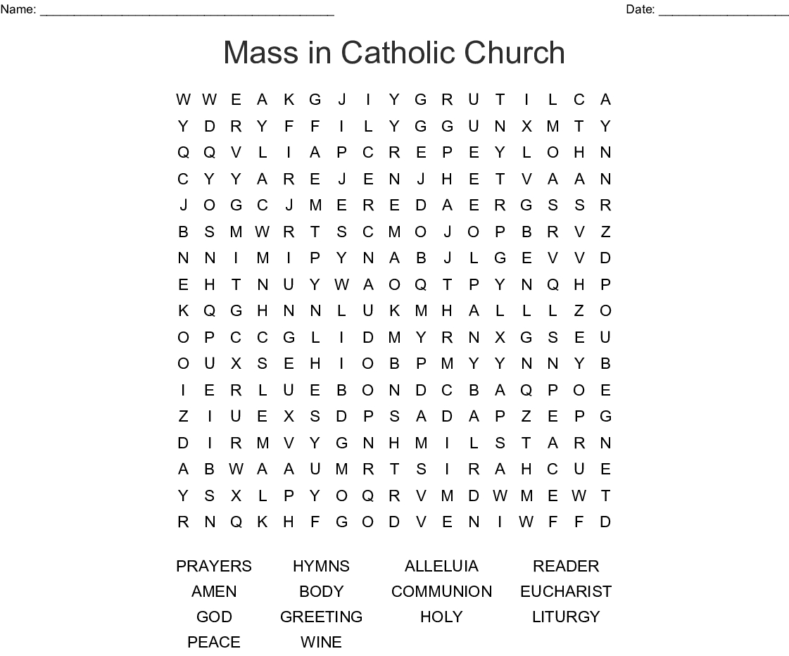 Catholic Mass Word Search - Wordmint