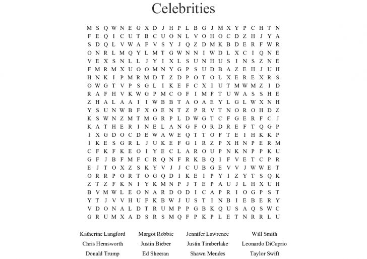 Celebrities Word Search - Wordmint | Word Search Printable