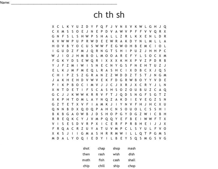 Ch Word Search Printable
