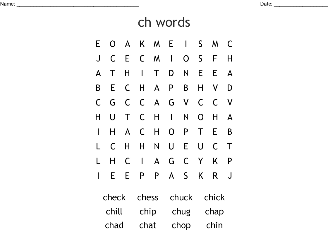 Ch Words Word Search - Wordmint