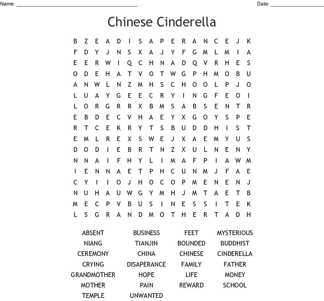 Chinese Cinderella Word Search - Wordmint