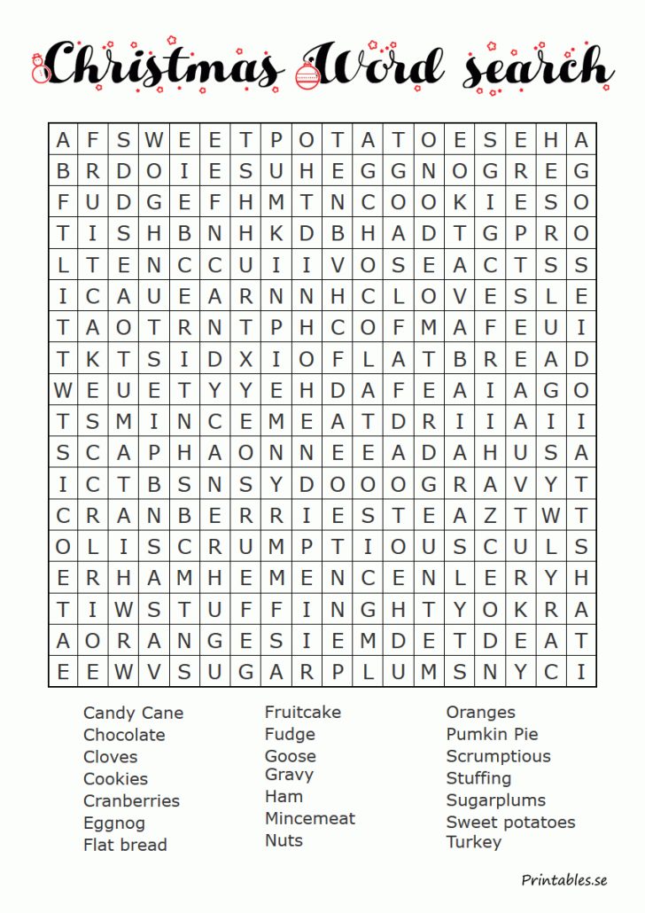 Free Printable Word Search Puzzles Christmas