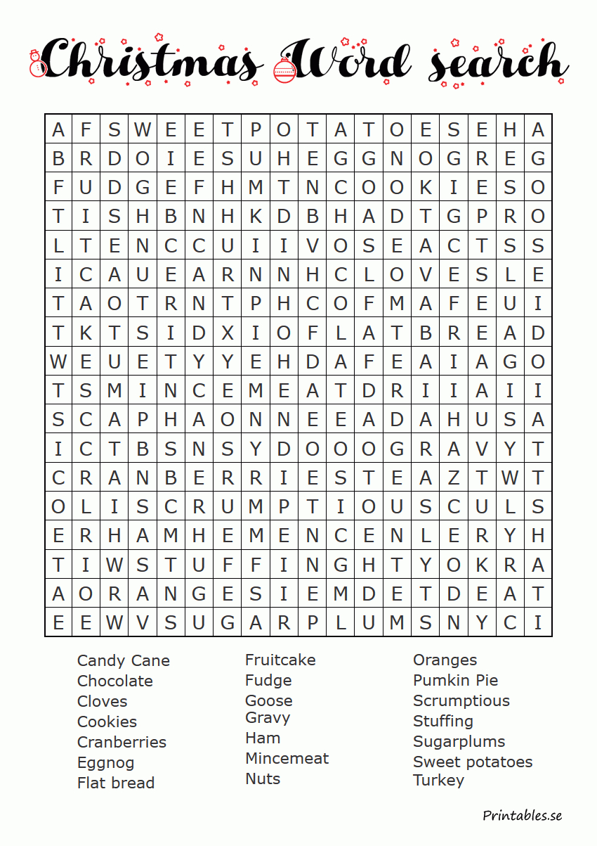 Christmas Inspired Word Search 3 (Free Printable)