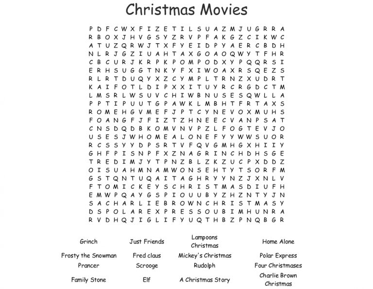 Christmas Movies Word Search