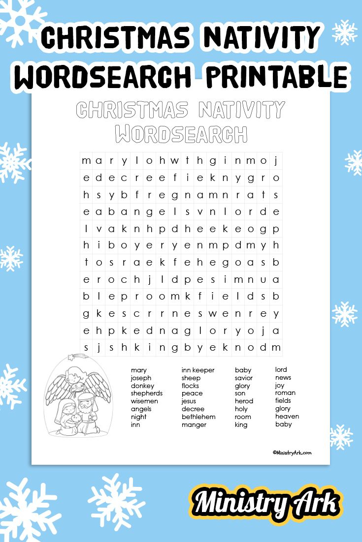 Christmas Nativity Wordsearch&amp;#039; Printable • Ministryark